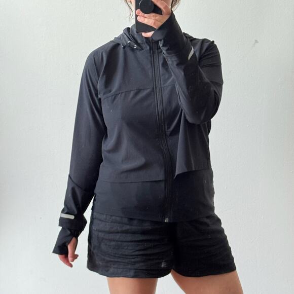 SWEATY BETTY Black Fast Track Running Athletic Jacket with Hood and Thumbholes - Picture 1 of 9